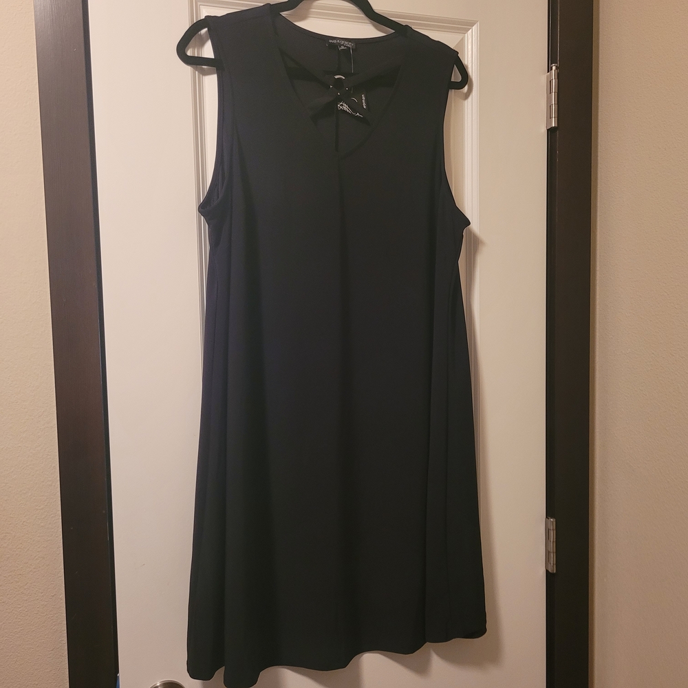 NWT Ava & Grace Sleeveless Black Dress with Strappy Neckline